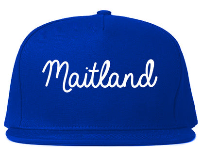 Maitland Florida FL Script Mens Snapback Hat Royal Blue
