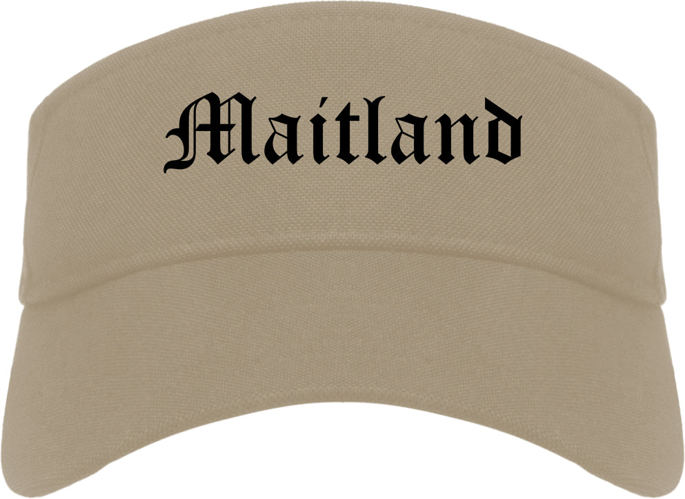 Maitland Florida FL Old English Mens Visor Cap Hat Khaki