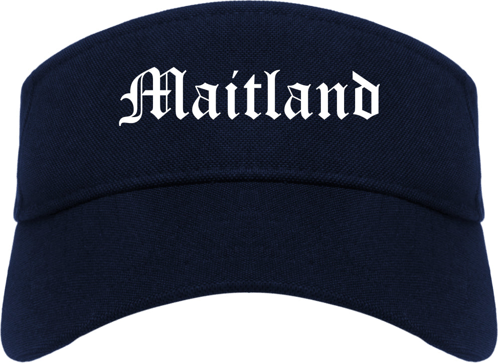 Maitland Florida FL Old English Mens Visor Cap Hat Navy Blue