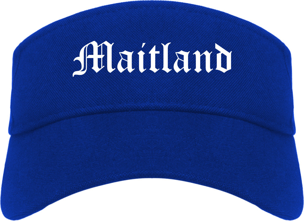 Maitland Florida FL Old English Mens Visor Cap Hat Royal Blue