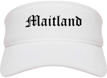 Maitland Florida FL Old English Mens Visor Cap Hat White