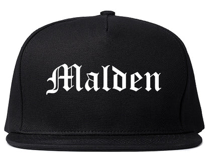 Malden Massachusetts MA Old English Mens Snapback Hat Black