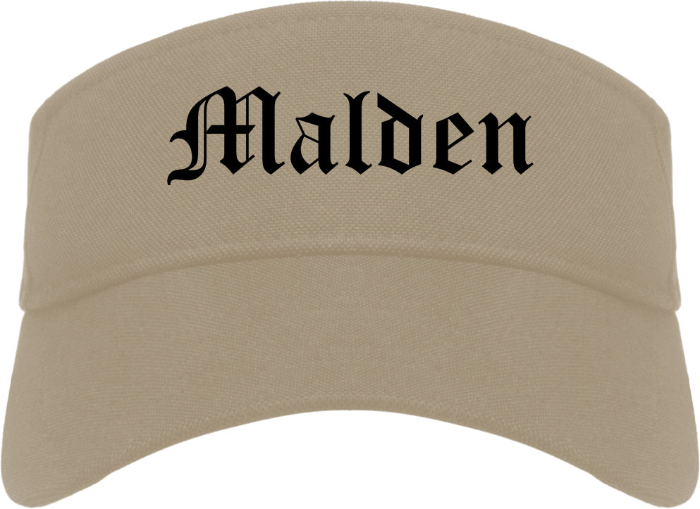 Malden Massachusetts MA Old English Mens Visor Cap Hat Khaki