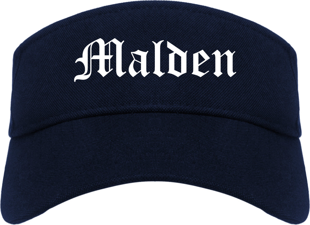 Malden Massachusetts MA Old English Mens Visor Cap Hat Navy Blue
