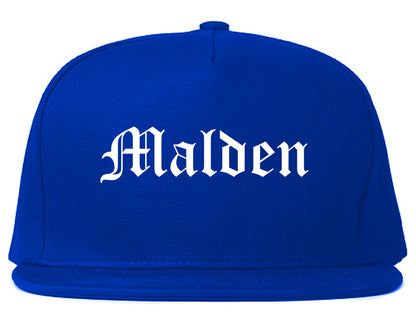 Malden Missouri MO Old English Mens Snapback Hat Royal Blue