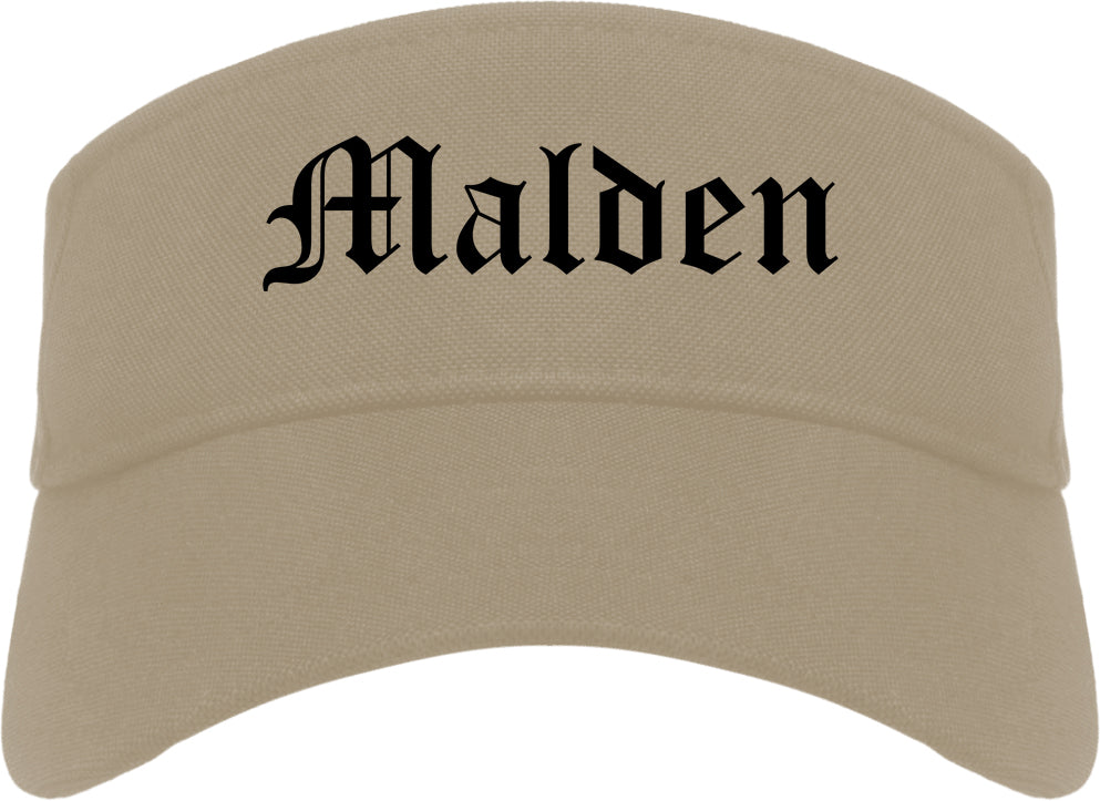Malden Missouri MO Old English Mens Visor Cap Hat Khaki