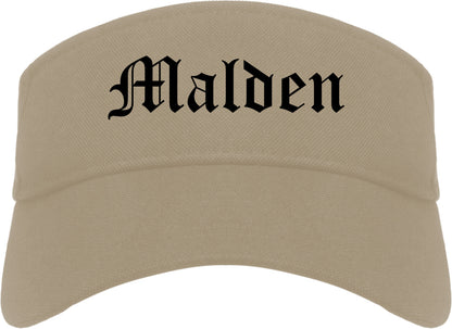Malden Missouri MO Old English Mens Visor Cap Hat Khaki