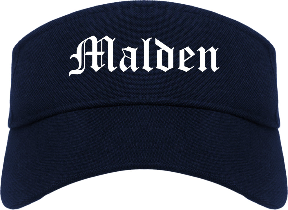 Malden Missouri MO Old English Mens Visor Cap Hat Navy Blue