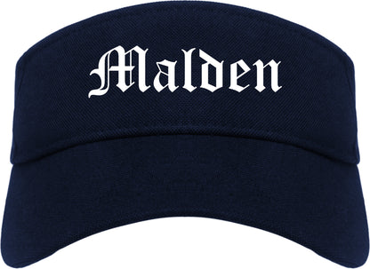 Malden Missouri MO Old English Mens Visor Cap Hat Navy Blue