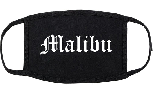 Malibu California CA Old English Cotton Face Mask Black