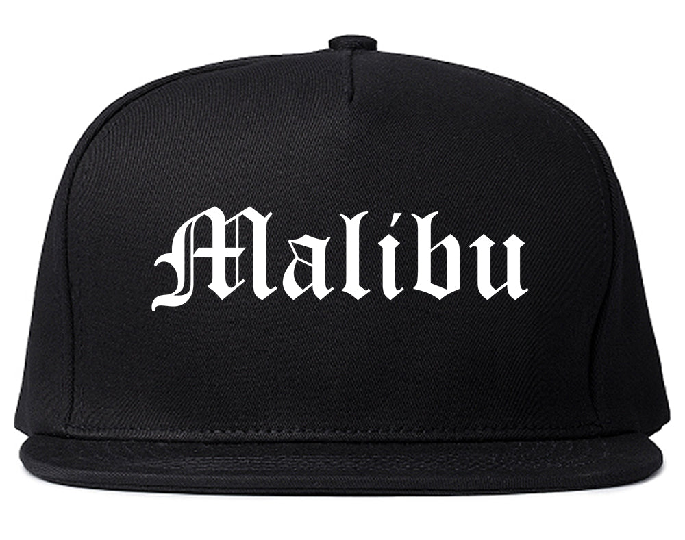 Malibu California CA Old English Mens Snapback Hat Black
