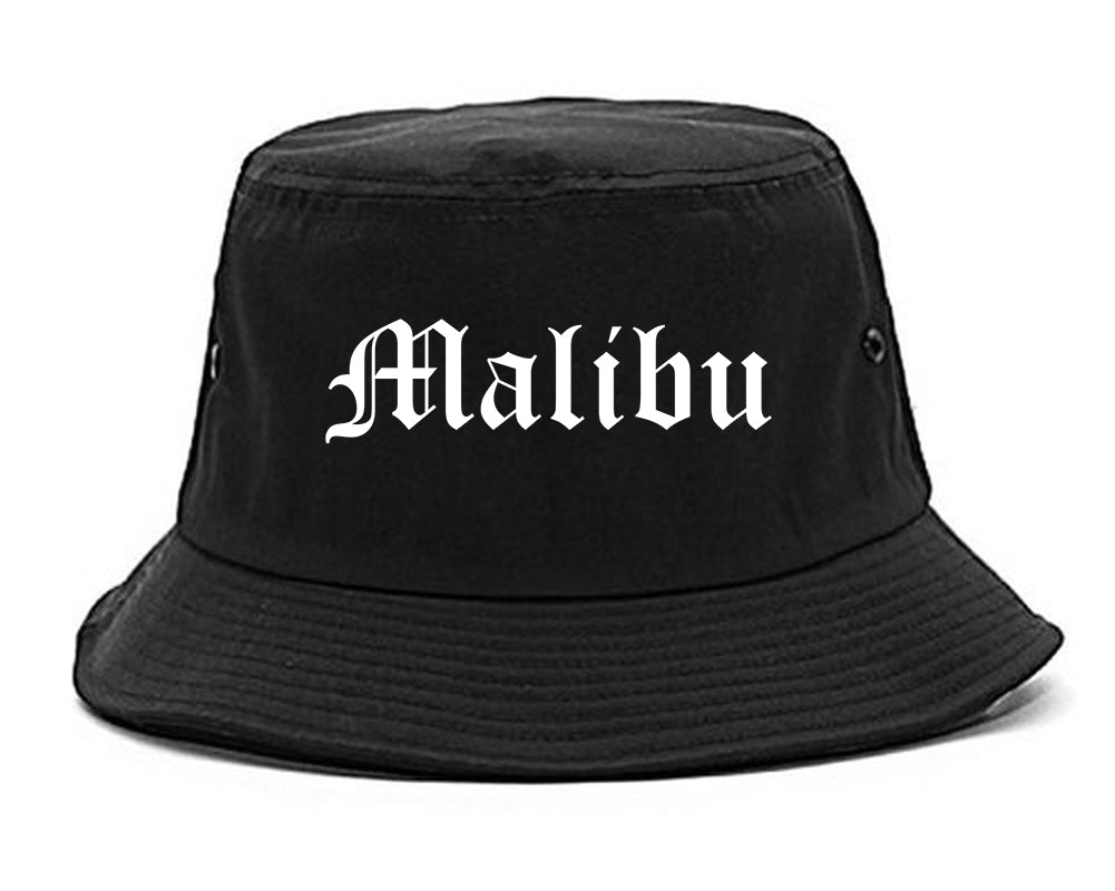 Malibu California CA Old English Mens Bucket Hat Black