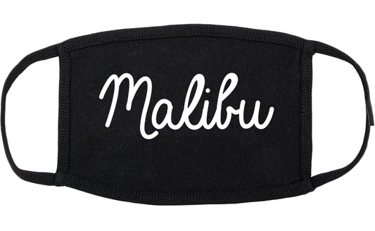 Malibu California CA Script Cotton Face Mask Black