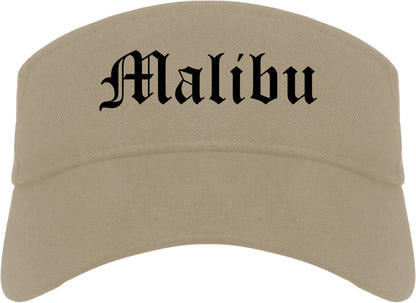 Malibu California CA Old English Mens Visor Cap Hat Khaki