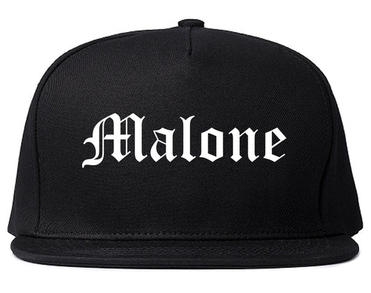 Malone New York NY Old English Mens Snapback Hat Black