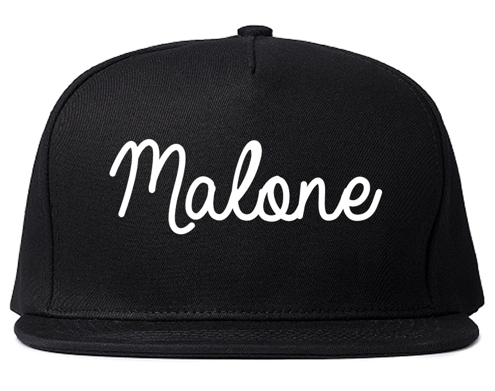 Malone New York NY Script Mens Snapback Hat Black