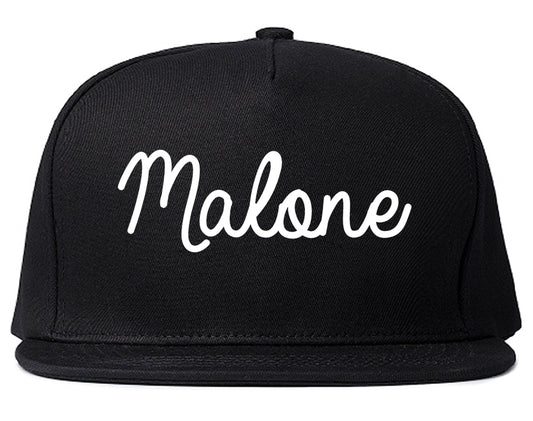 Malone New York NY Script Mens Snapback Hat Black