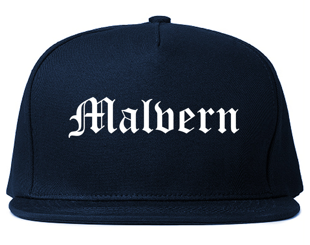 Malvern Arkansas AR Old English Mens Snapback Hat Navy Blue