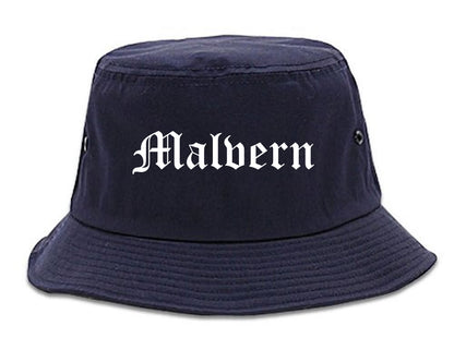 Malvern Arkansas AR Old English Mens Bucket Hat Navy Blue