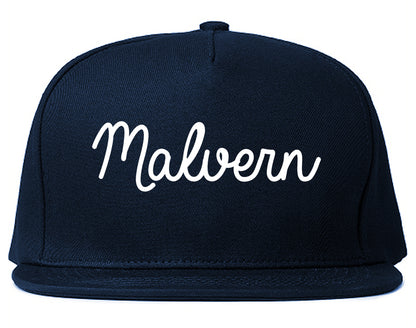 Malvern Arkansas AR Script Mens Snapback Hat Navy Blue