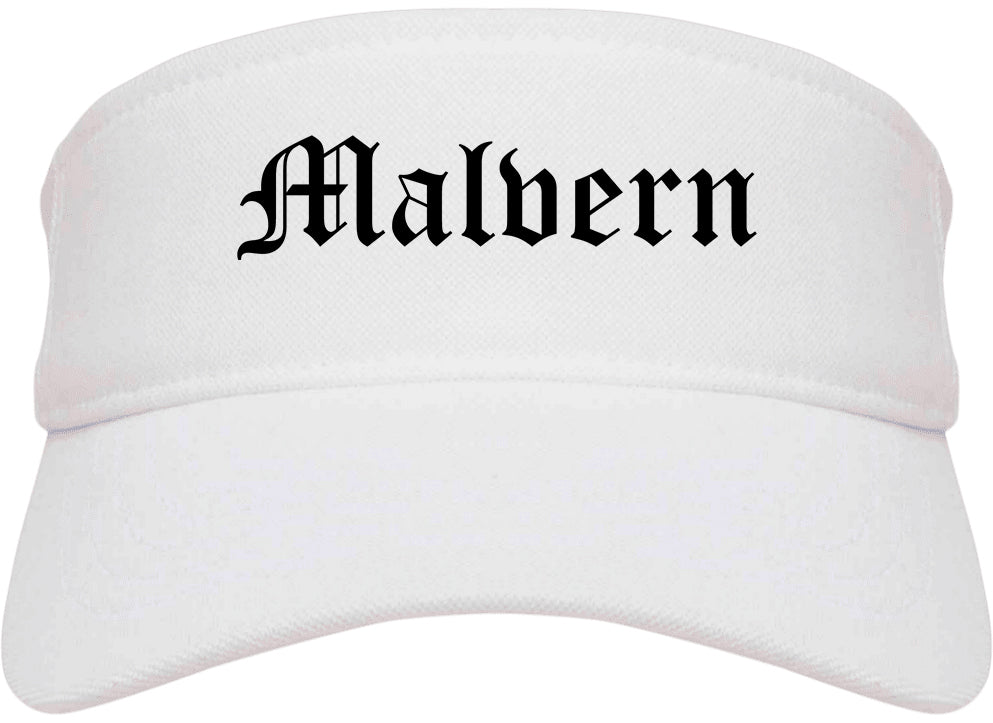 Malvern Arkansas AR Old English Mens Visor Cap Hat White