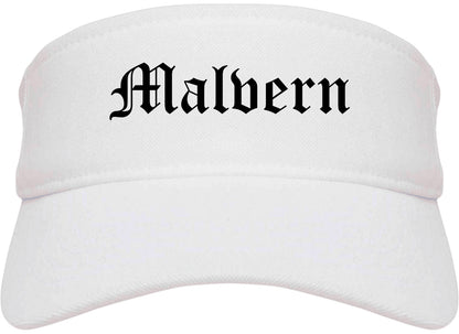 Malvern Arkansas AR Old English Mens Visor Cap Hat White