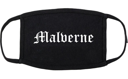 Malverne New York NY Old English Cotton Face Mask Black