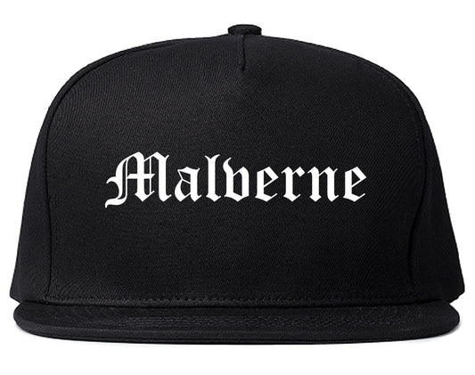 Malverne New York NY Old English Mens Snapback Hat Black