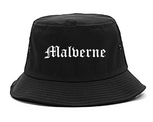 Malverne New York NY Old English Mens Bucket Hat Black