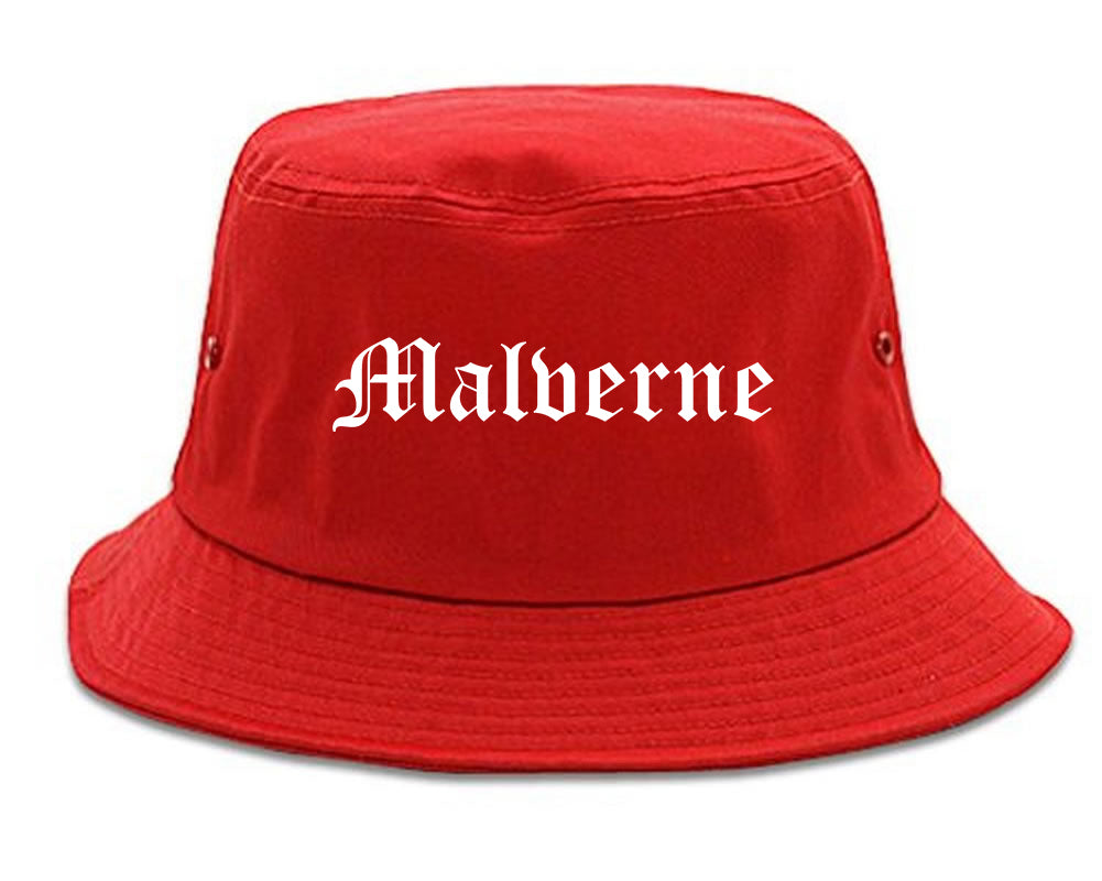 Malverne New York NY Old English Mens Bucket Hat Red