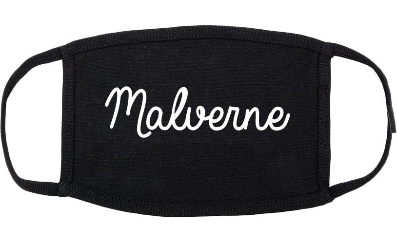 Malverne New York NY Script Cotton Face Mask Black