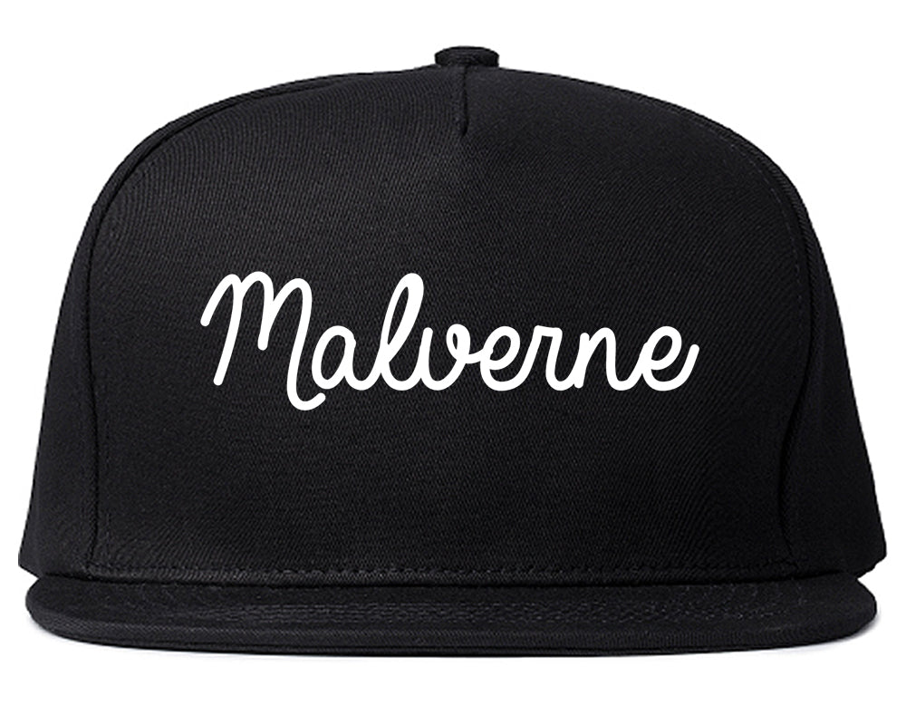 Malverne New York NY Script Mens Snapback Hat Black