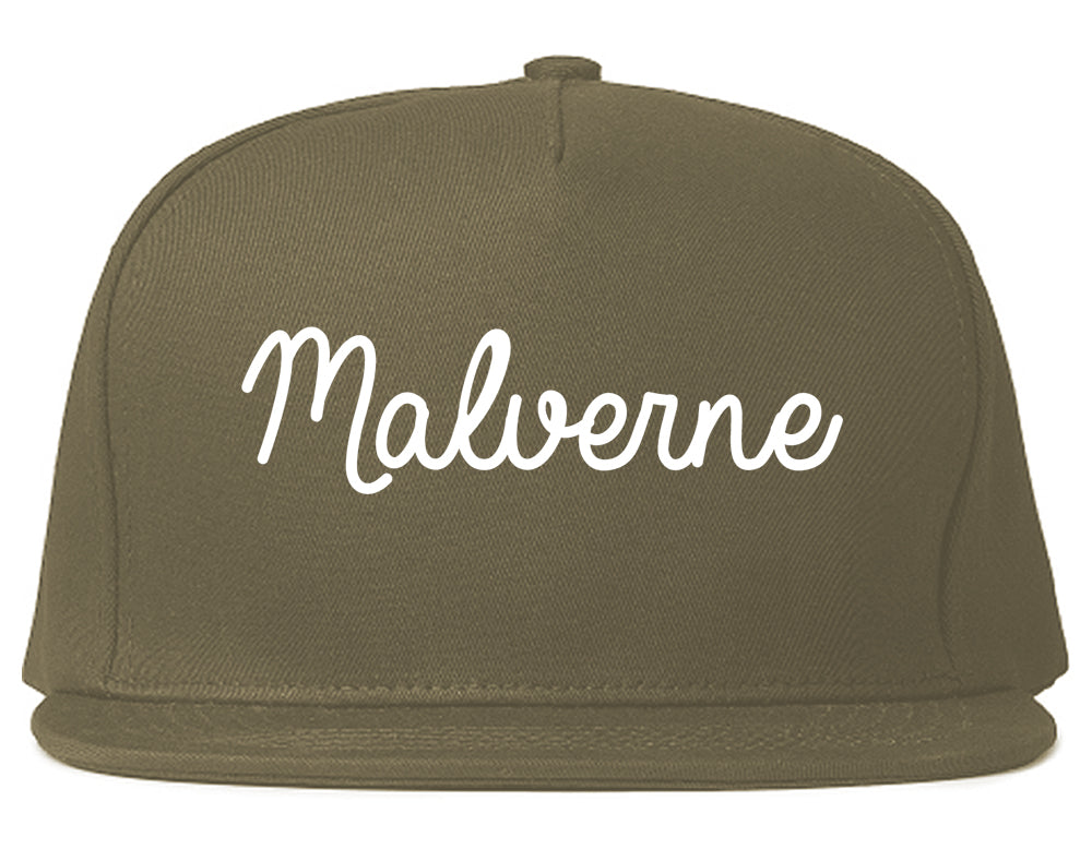 Malverne New York NY Script Mens Snapback Hat Grey