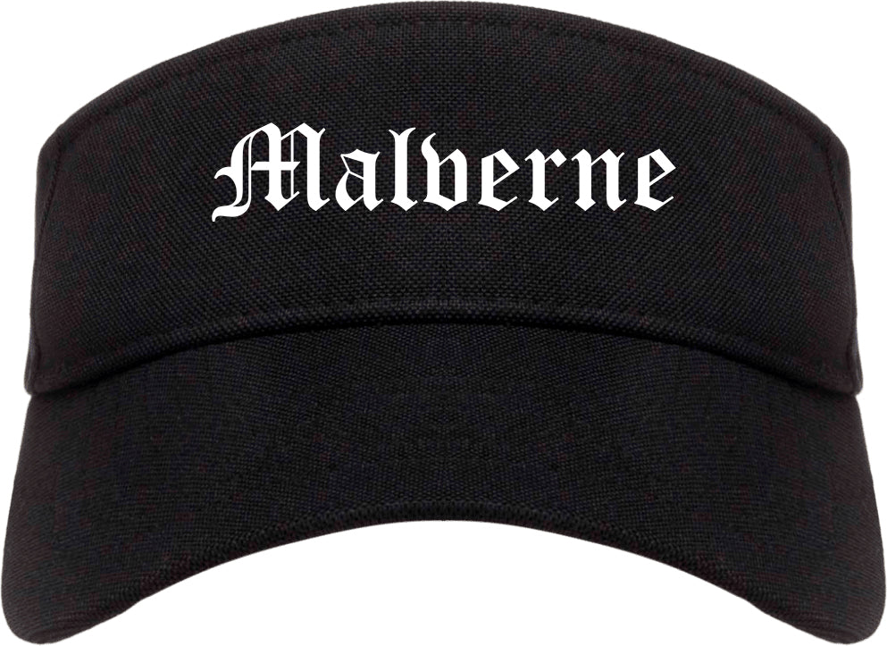 Malverne New York NY Old English Mens Visor Cap Hat Black