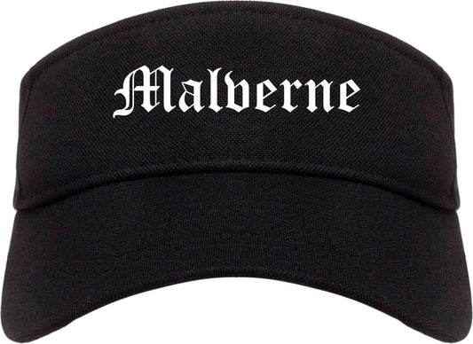 Malverne New York NY Old English Mens Visor Cap Hat Black