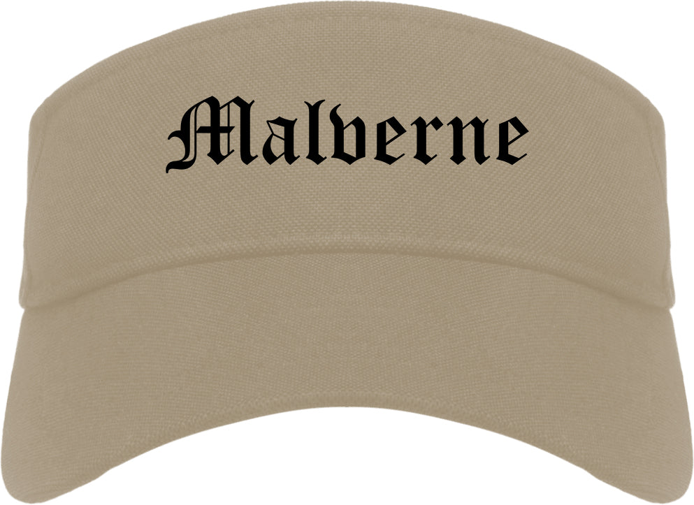 Malverne New York NY Old English Mens Visor Cap Hat Khaki