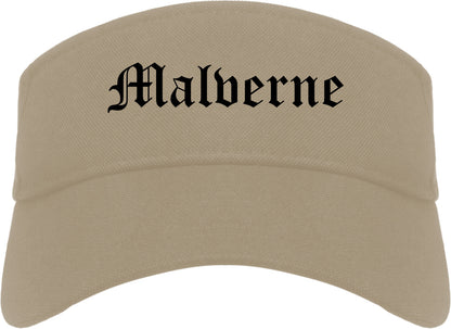 Malverne New York NY Old English Mens Visor Cap Hat Khaki