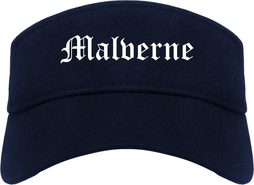 Malverne New York NY Old English Mens Visor Cap Hat Navy Blue