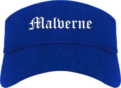 Malverne New York NY Old English Mens Visor Cap Hat Royal Blue
