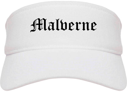 Malverne New York NY Old English Mens Visor Cap Hat White