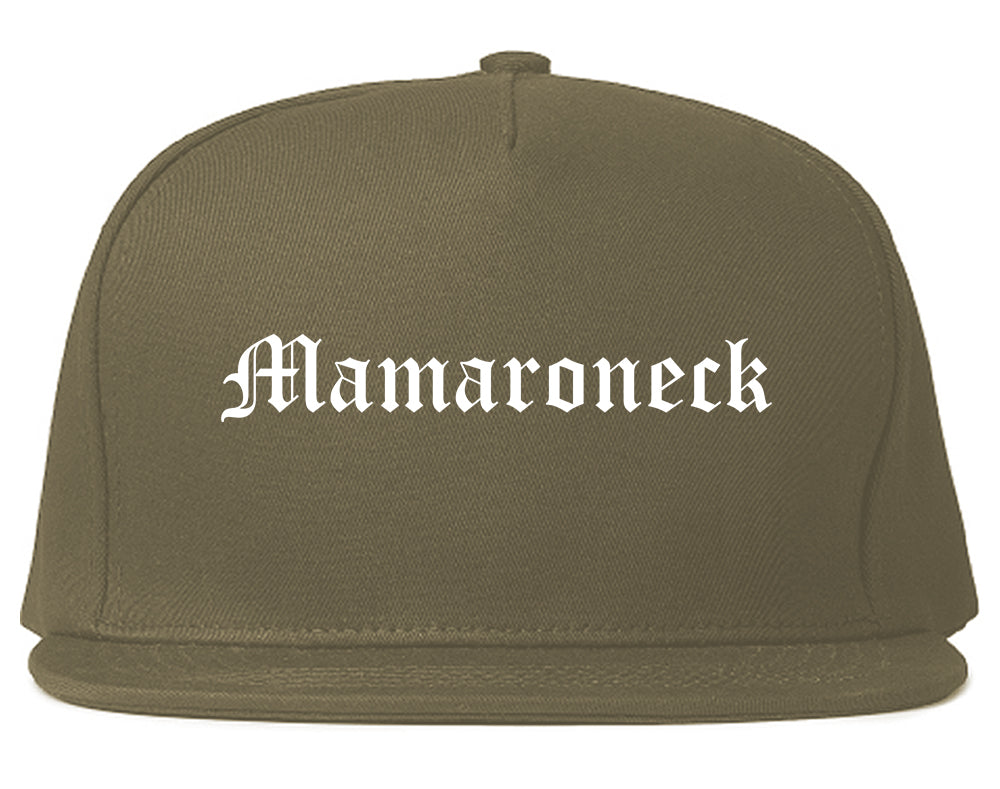 Mamaroneck New York NY Old English Mens Snapback Hat Grey