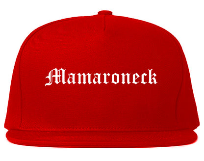Mamaroneck New York NY Old English Mens Snapback Hat Red