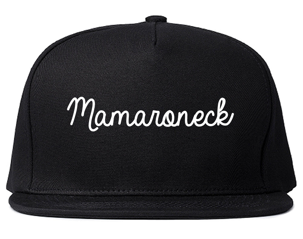 Mamaroneck New York NY Script Mens Snapback Hat Black