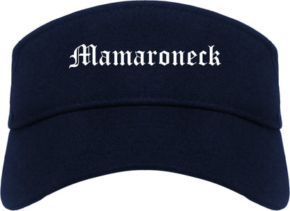 Mamaroneck New York NY Old English Mens Visor Cap Hat Navy Blue