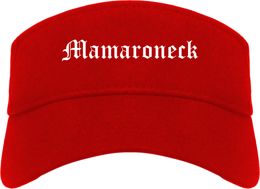 Mamaroneck New York NY Old English Mens Visor Cap Hat Red