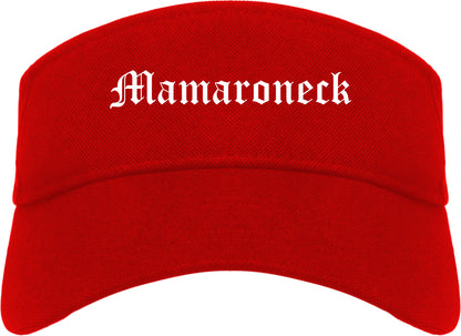 Mamaroneck New York NY Old English Mens Visor Cap Hat Red