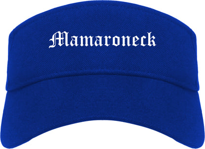 Mamaroneck New York NY Old English Mens Visor Cap Hat Royal Blue