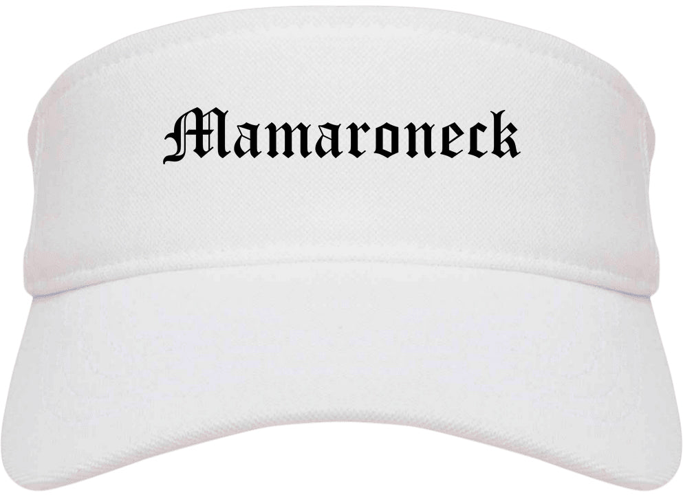 Mamaroneck New York NY Old English Mens Visor Cap Hat White