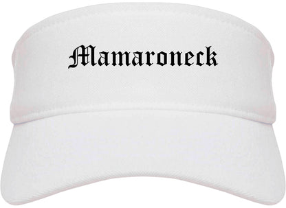 Mamaroneck New York NY Old English Mens Visor Cap Hat White