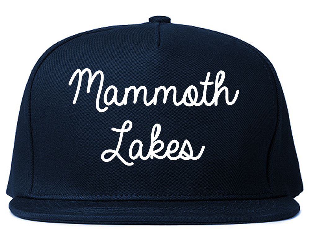Mammoth Lakes California CA Script Mens Snapback Hat Navy Blue